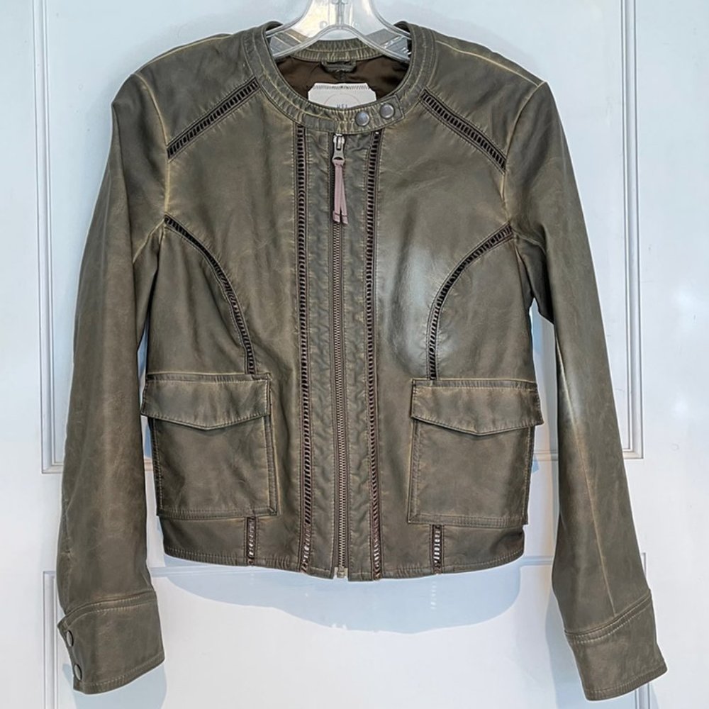 Anthropologie Hei Hei Vegan Leather Bomber Jacket - SP